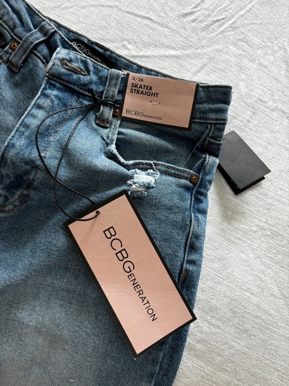 BCBGeneration Skater Straight Jeans in Light Blue Wash - Picture 2 of 8